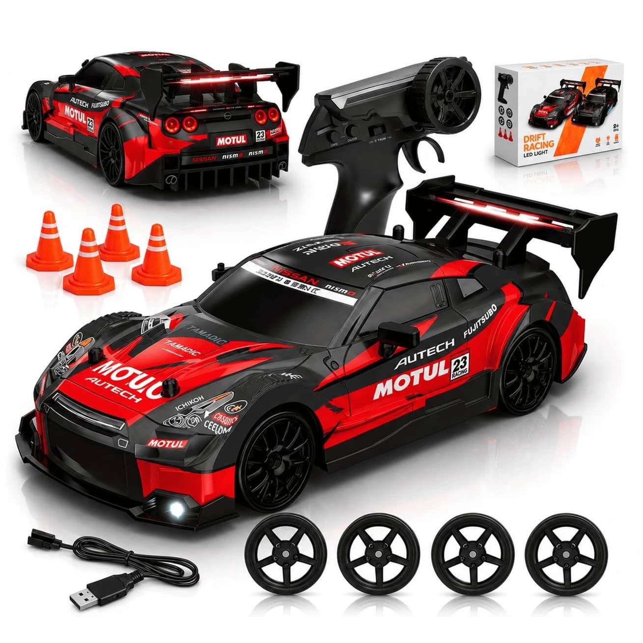 1:24 Red & Black Racing RC Drift Car – 24 KM/H — Red Edition