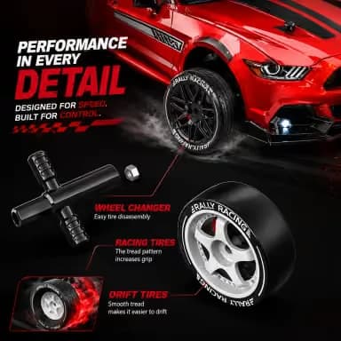 1:24 Red & Black Racing RC Drift Car – 24 KM/H 5