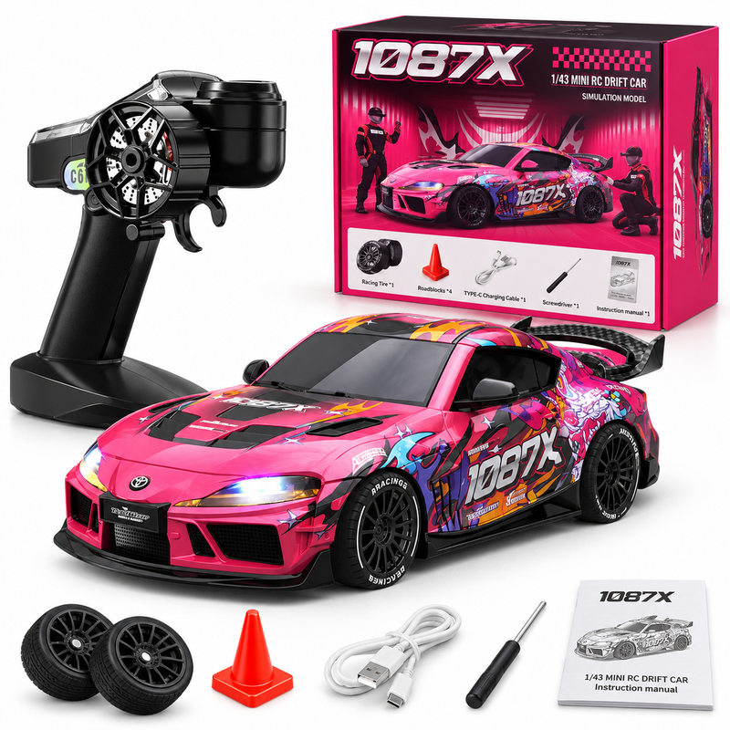 JXC 1:43 Toyota Supra 1087X RC Drift Car – 4WD, Gyro & 2.4GHz Proportional Control