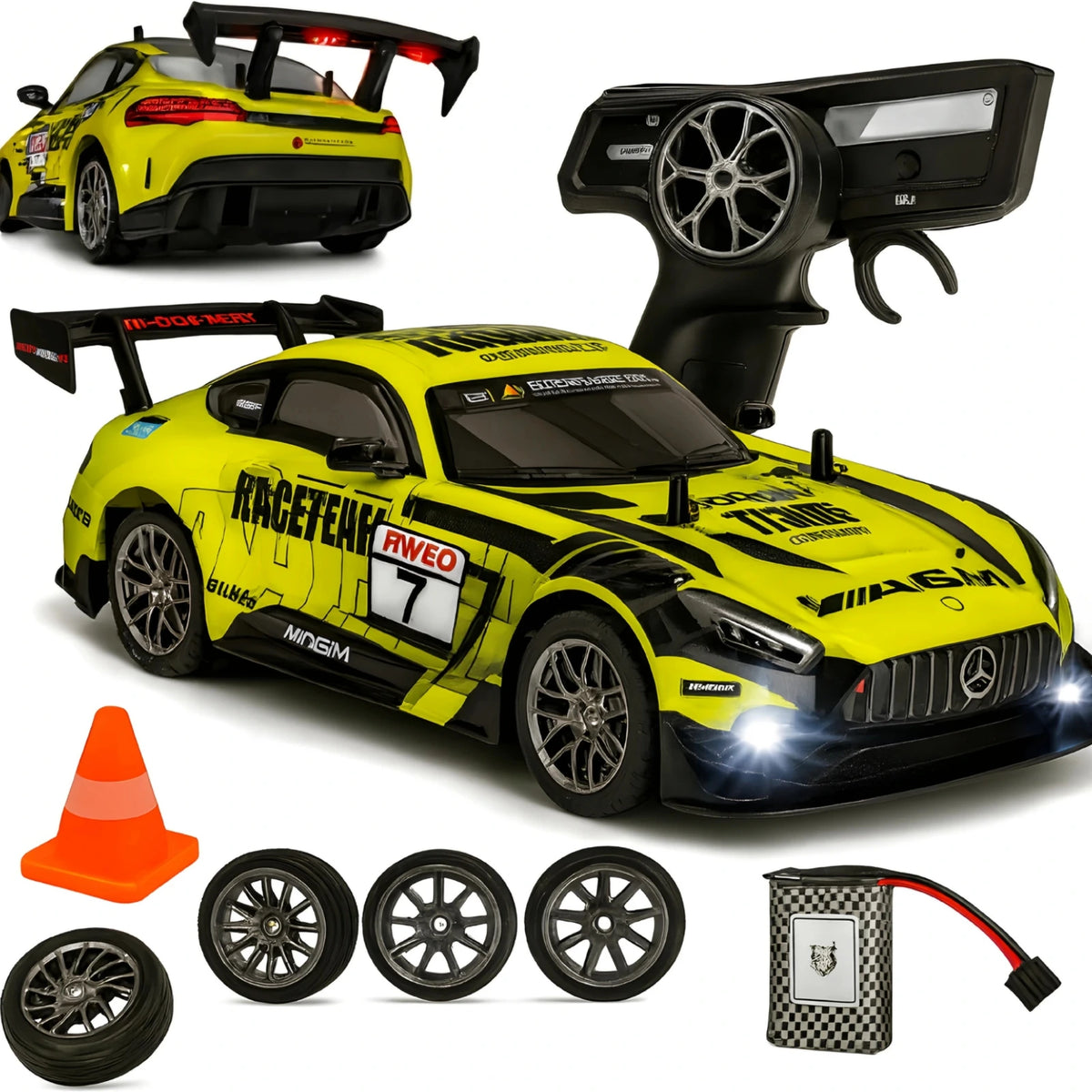 High-Speed 1:16 4WD RC Drift Car – Upto 40 km/h with LED Lights & Rechargeable Battery